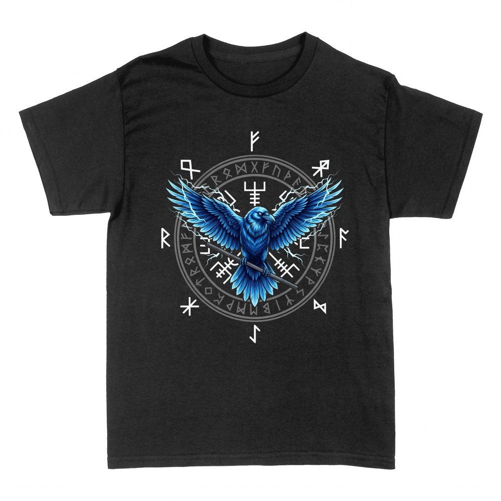 T-shirts: Wikinger-Rabe mit Runen und Blitzen