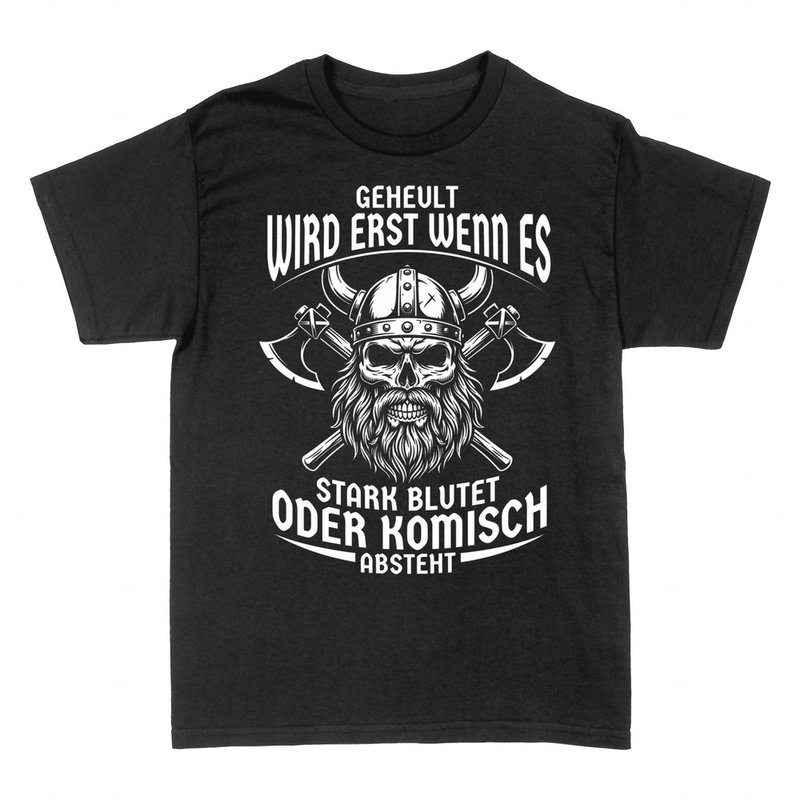T-shirts: Wikinger-Totenkopf, geheult wird erst wenn es