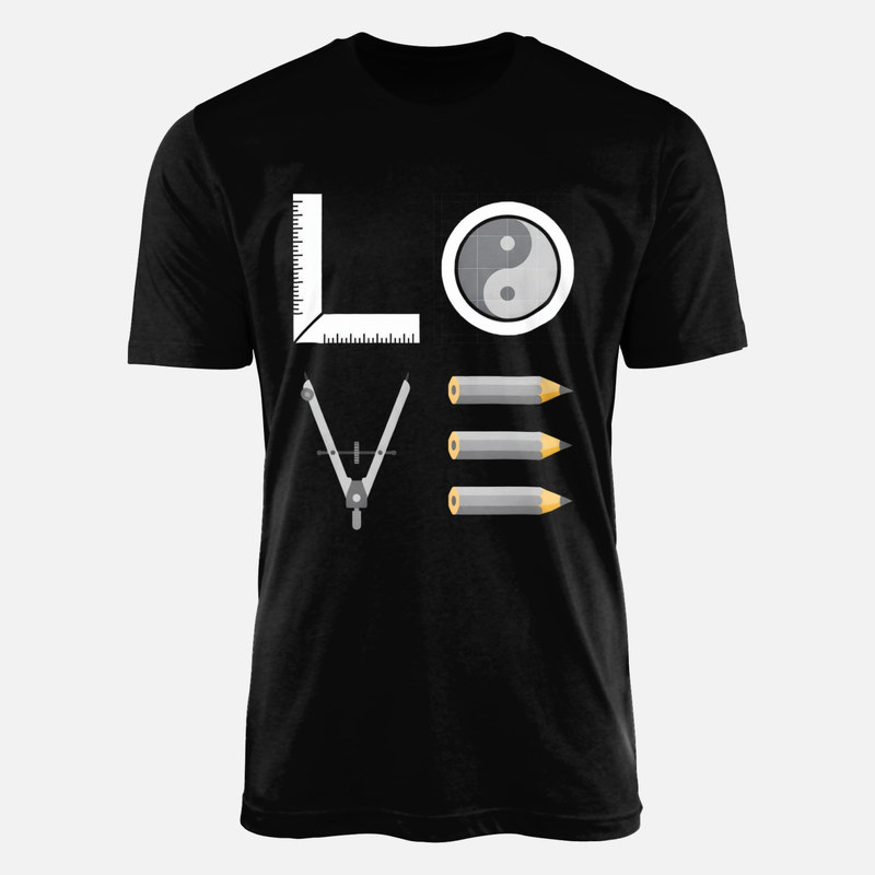 T-shirts: Architekten-Love mit Winkel, Zirkel und Stiften