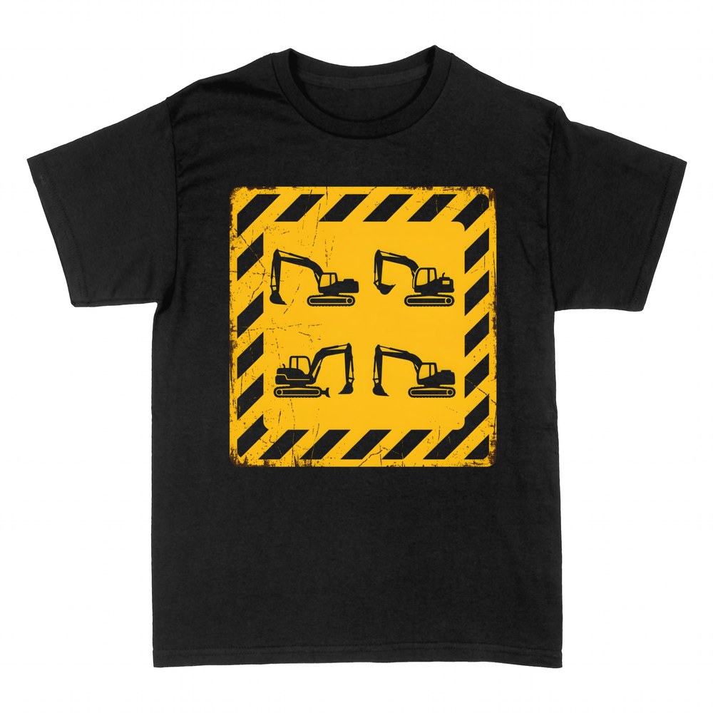 T-shirts: Bagger auf einem Baustellenschild
