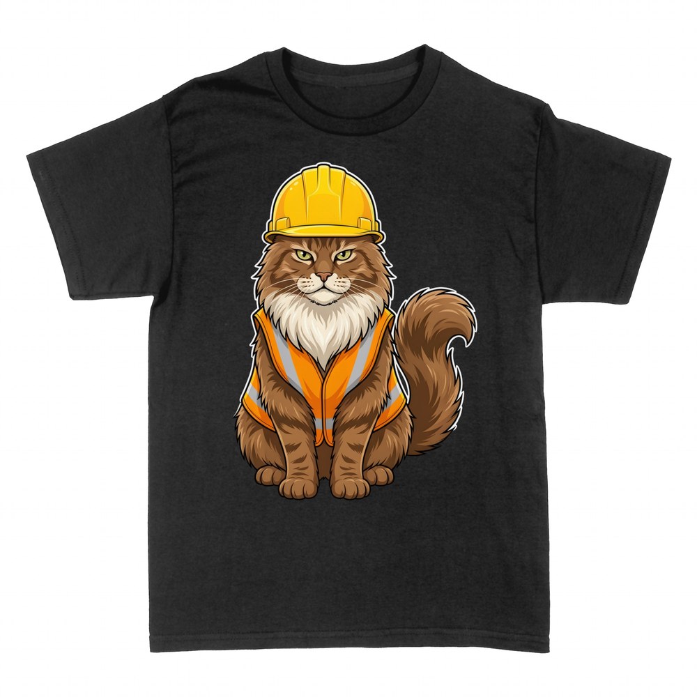 T-shirts: Bauarbeiter-Katze mit Helm und Warnweste
