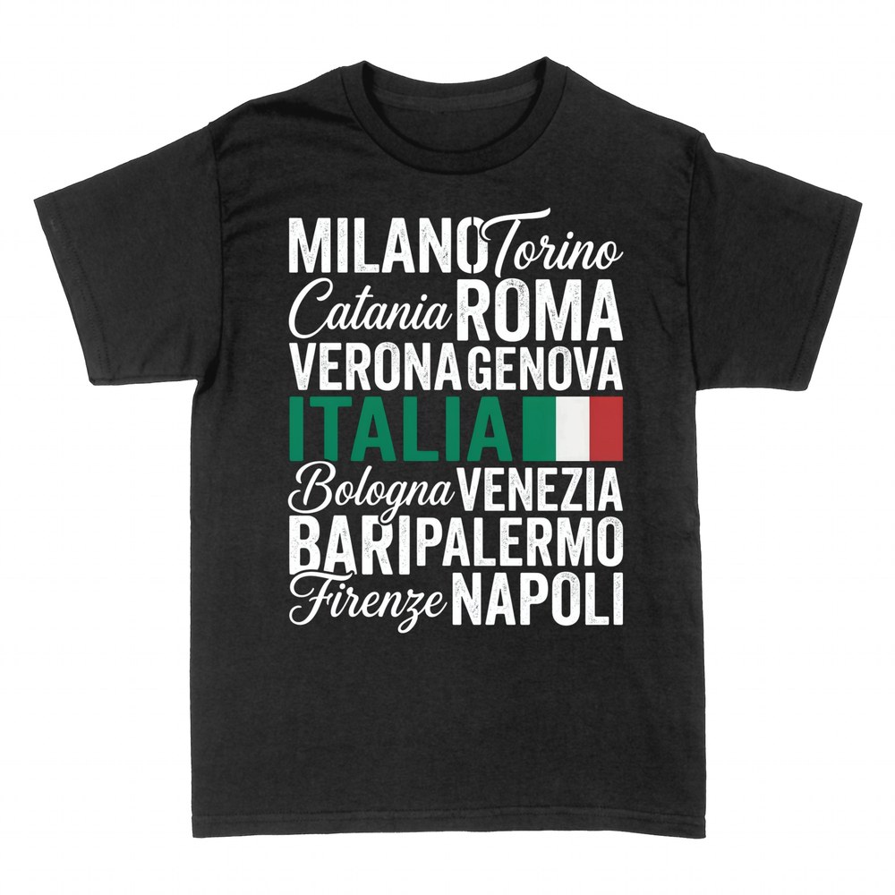 T-shirts: Italiens Staedte Trikolore Schriftkunst