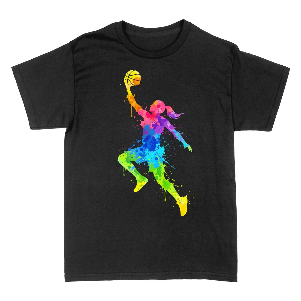 T-shirts: Basketballspielerin in bunter Aquarelloptik