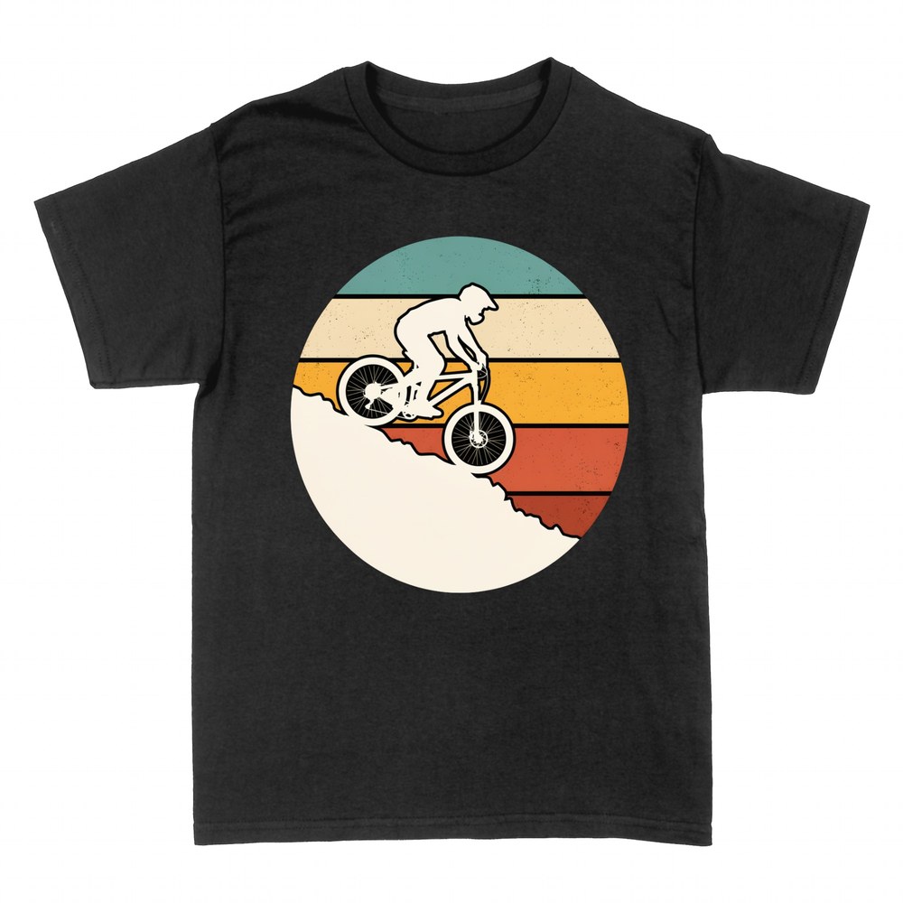 T-shirts: Mountainbiker Downhill Retro-Sonne