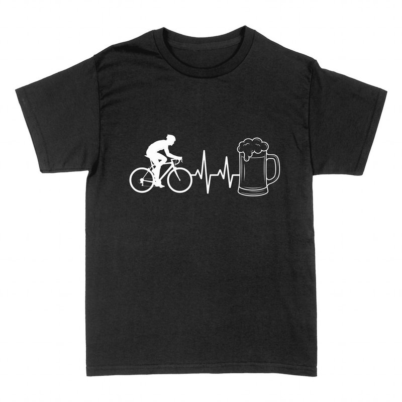 T-shirts: Radfahrer und Bierkrug mit Herzschlag