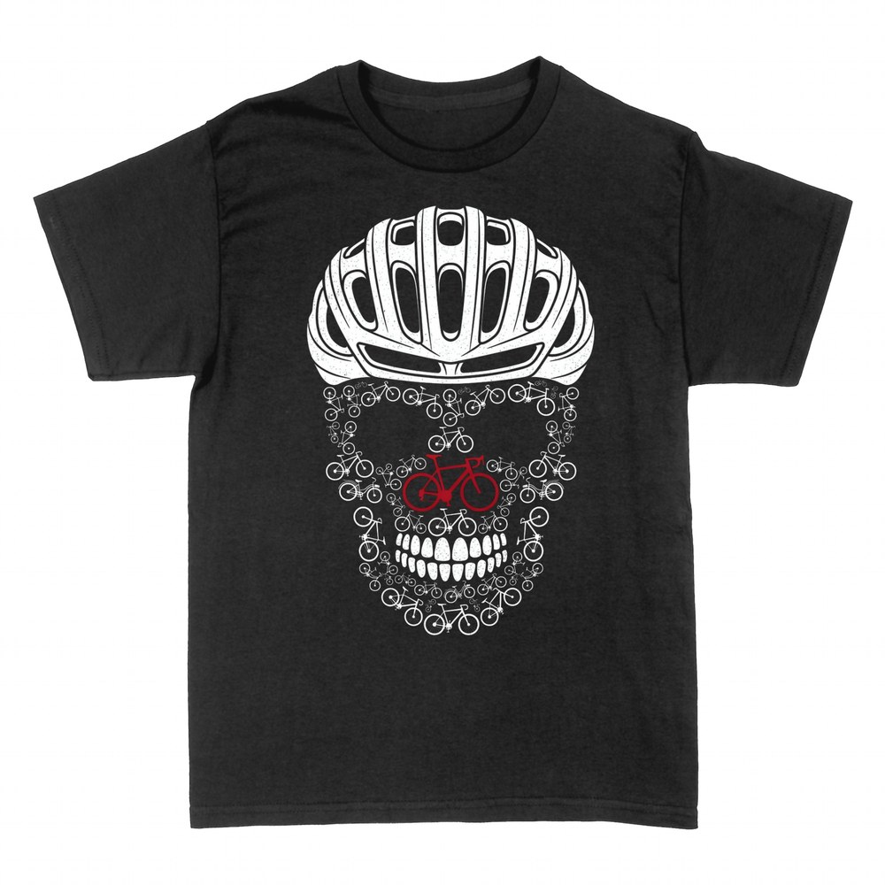 T-shirts: Totenkopf aus Fahrr&auml;dern mit Radhelm