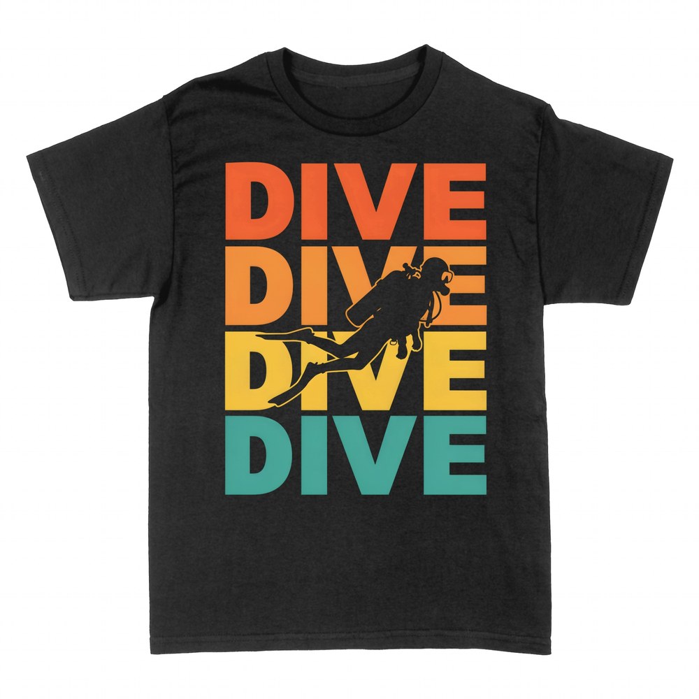 T-shirts: Retro Taucher mit DIVE wiederholt