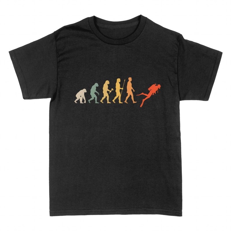 T-shirts: Evolution des Tauchers Retro-Silhouette