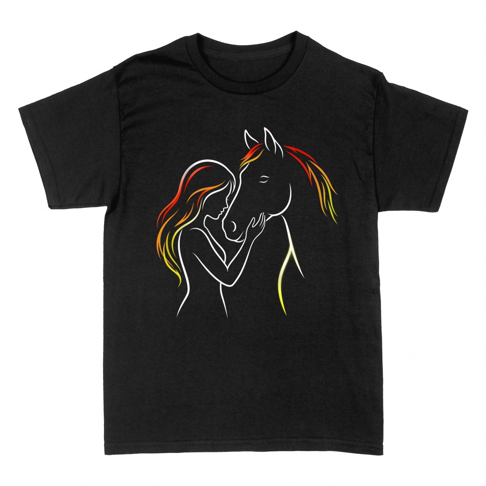T-shirts: Frau und Pferd mit feurigen M&auml;hnen