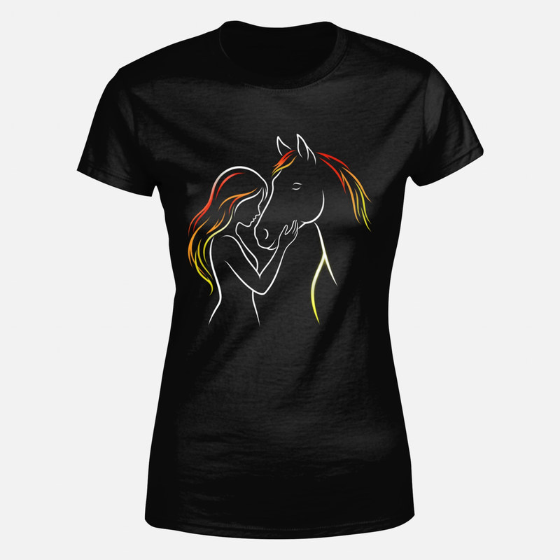 T-shirts: Frau und Pferd mit feurigen M&auml;hnen