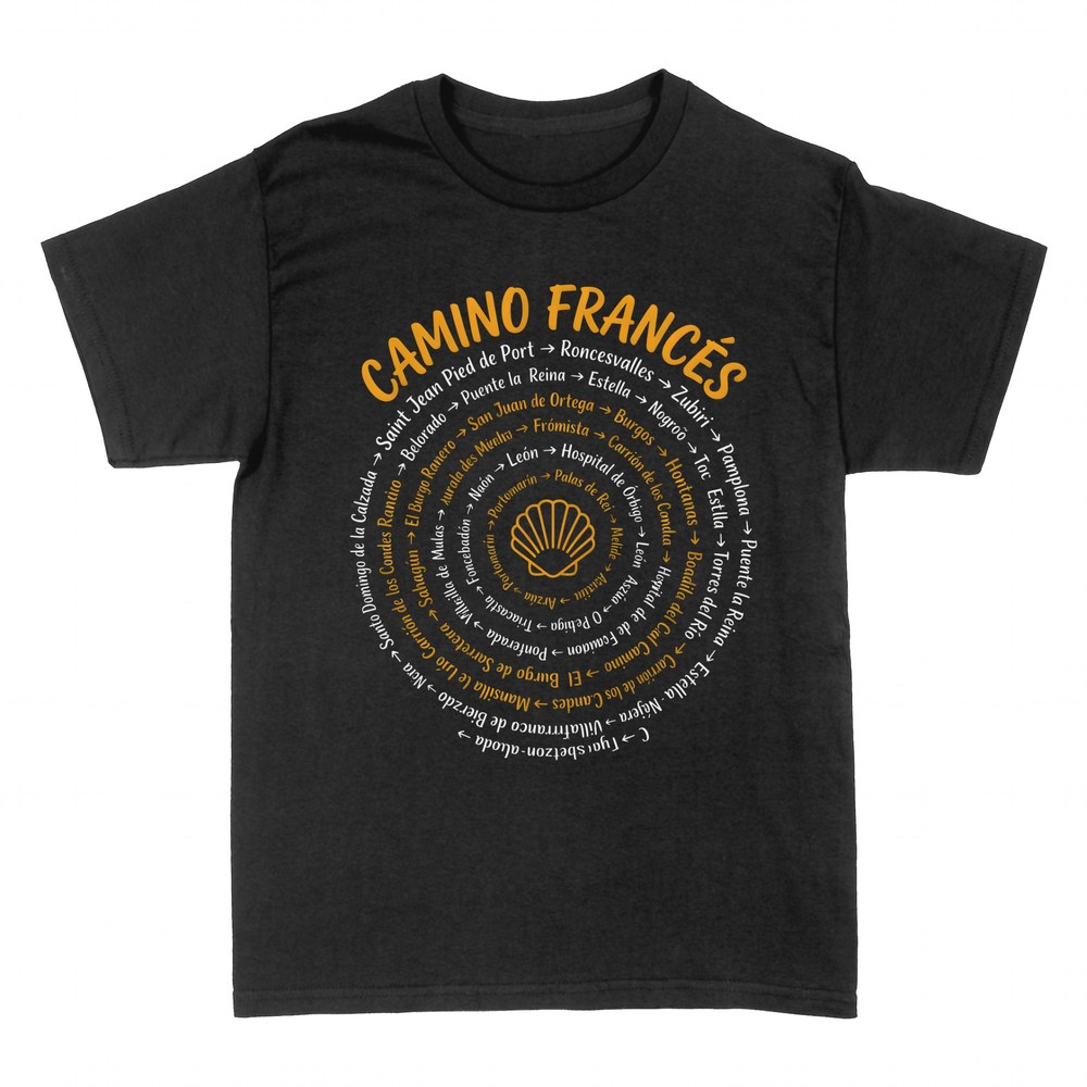 T-shirts: Camino Franc&eacute;s Jakobsmuschel und Etappen
