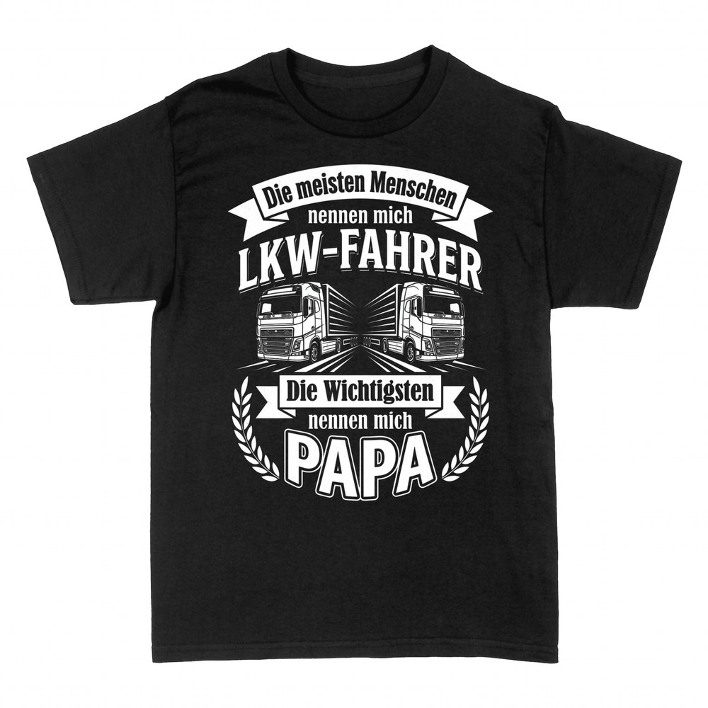 T-shirts: LKW-Fahrer und Papa Spruch mit zwei Trucks