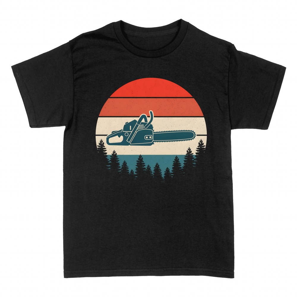 T-shirts: Retro Kettens&auml;ge im Pinienwald bei Sonnenuntergang