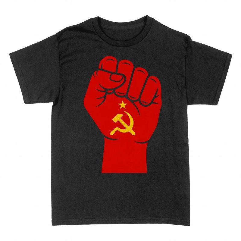 T-shirts: Erhobene rote Faust mit Hammer und Sichel