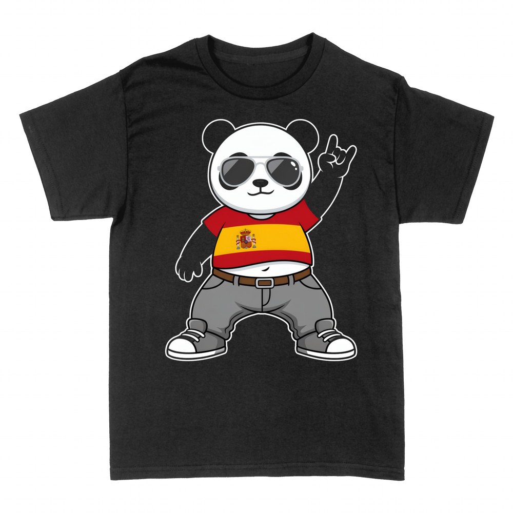 T-shirts: Rocker-Panda mit Spanien-Flagge