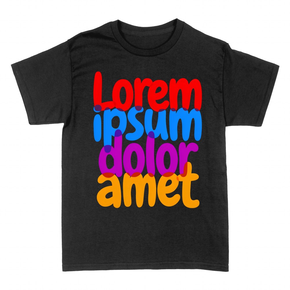 T-shirts: Lorem ipsum dolor amet in bunten Buchstaben