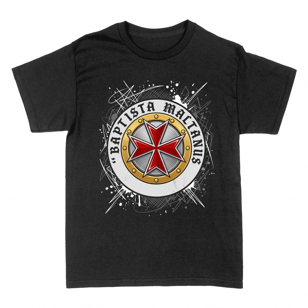 T-shirts: Malteserkreuz Emblem mit Latein-Spruch