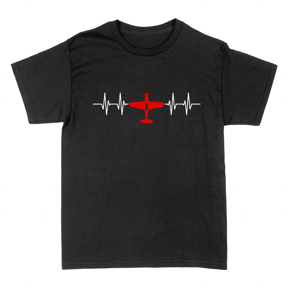 T-shirts: Rotes Flugzeug auf Herzschlaglinie