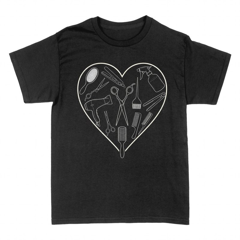 T-shirts: Herz aus Friseurwerkzeugen