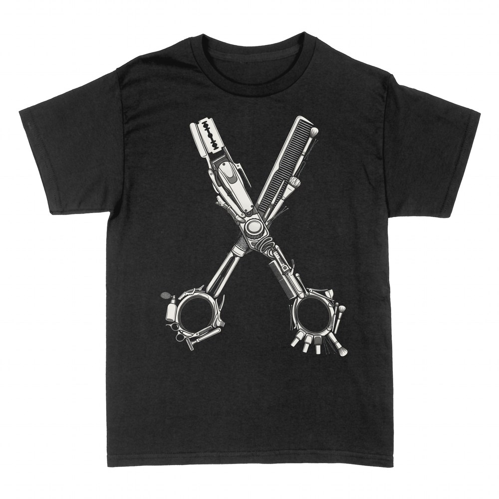 T-shirts: Friseur-Werkzeuge als Schere
