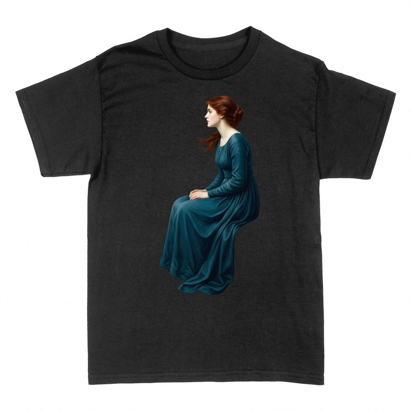 T-shirts: Sitzende pr&auml;raffaelitische Frau im Profil mit