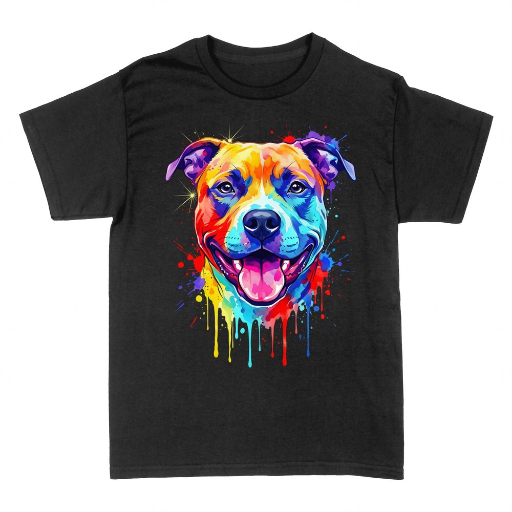 T-shirts: Pitbull Aquarell buntes Portrait