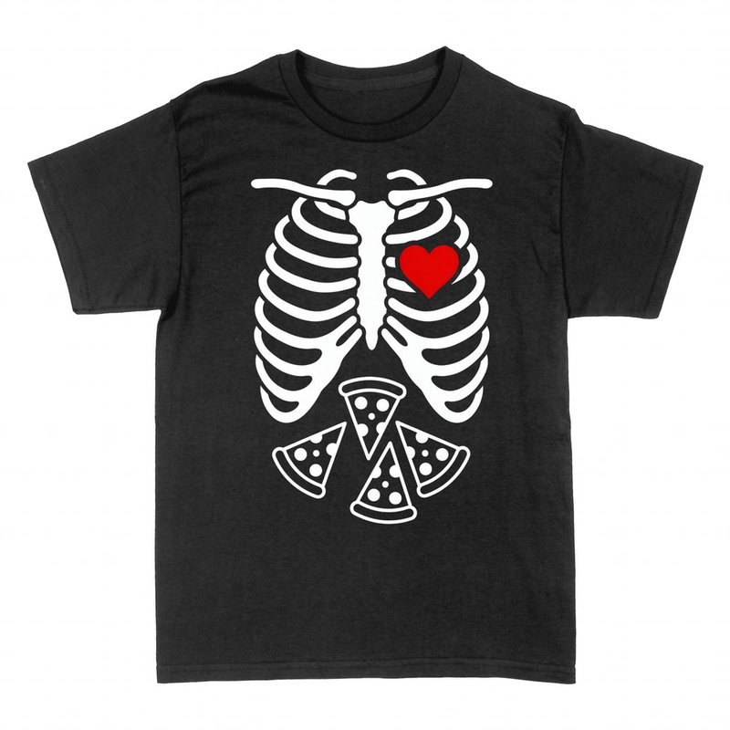 T-shirts: R&ouml;ntgen-Skelett mit Bauch voller Pizza