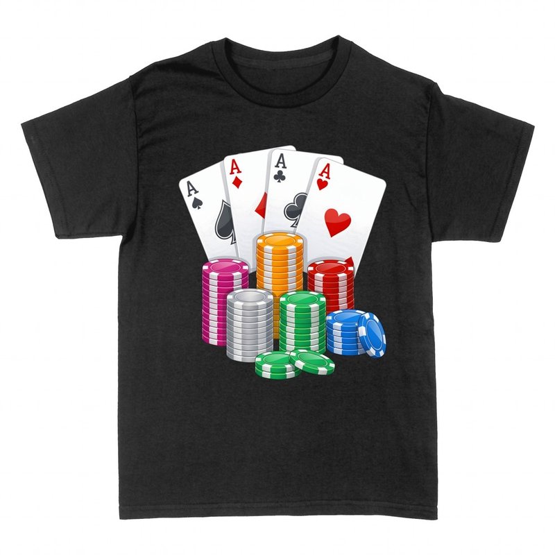 T-shirts: Vier Asse und Casino-Chips