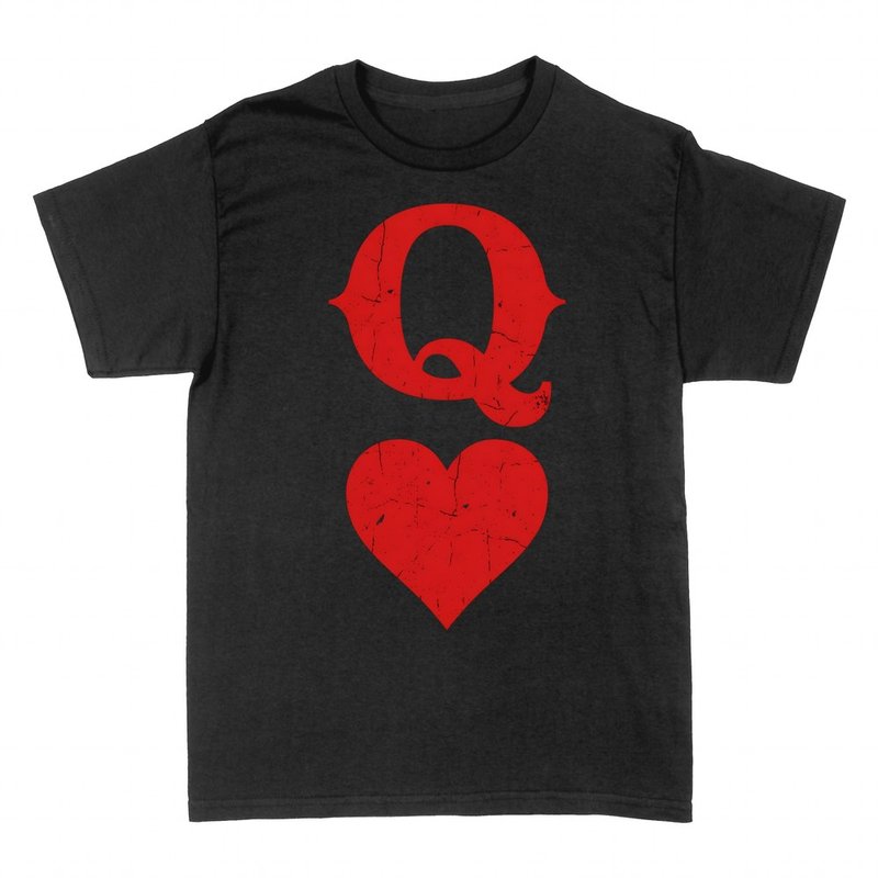 T-shirts: Herzdame, rotes Q und Herz im Pokerstil