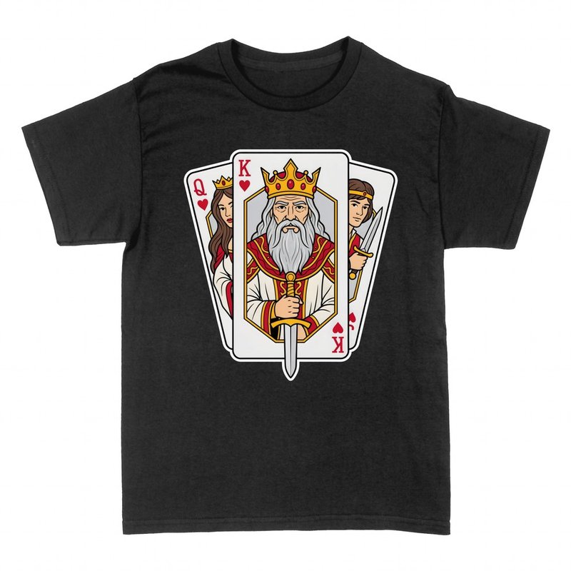 T-shirts: Herzk&ouml;nig mit Schwert und Pokerkarten