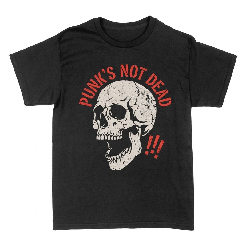 T-shirts: Schreiender Totenkopf Punk's Not Dead