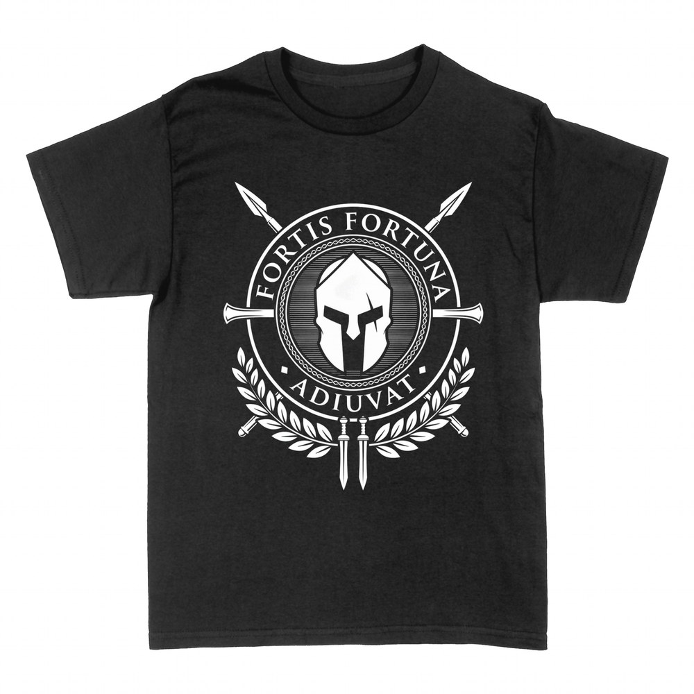 T-shirts: Spartanerhelm und Spruch Fortis Fortuna Adiuvat