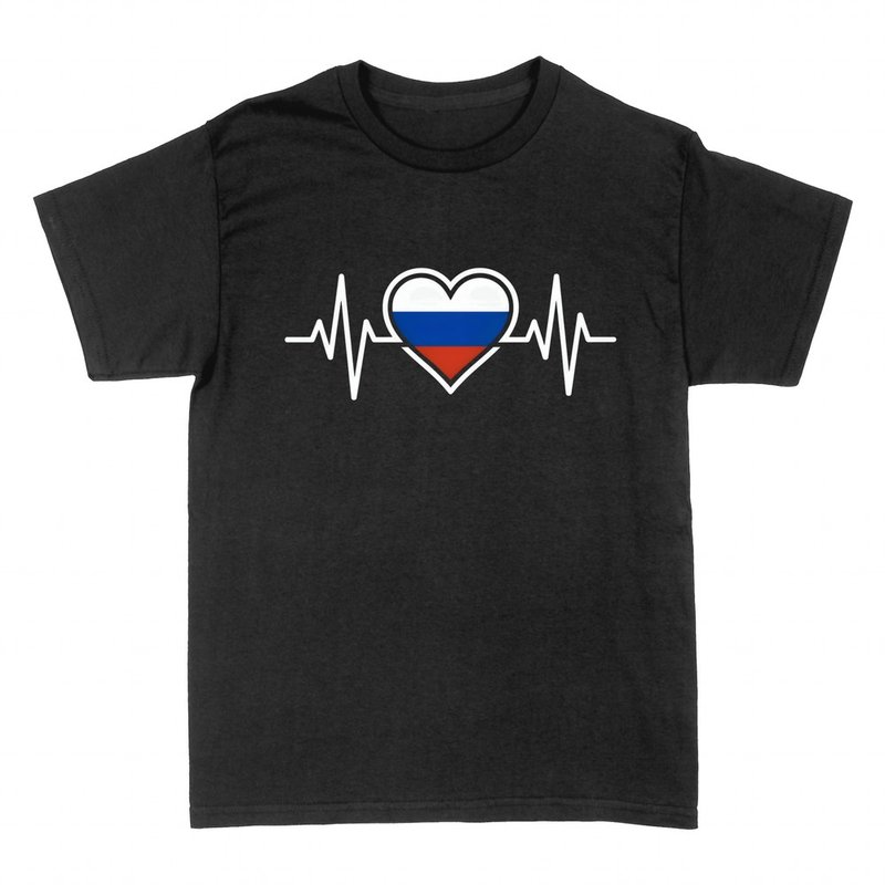 T-shirts: Herz Russland-Flagge mit Herzschlag