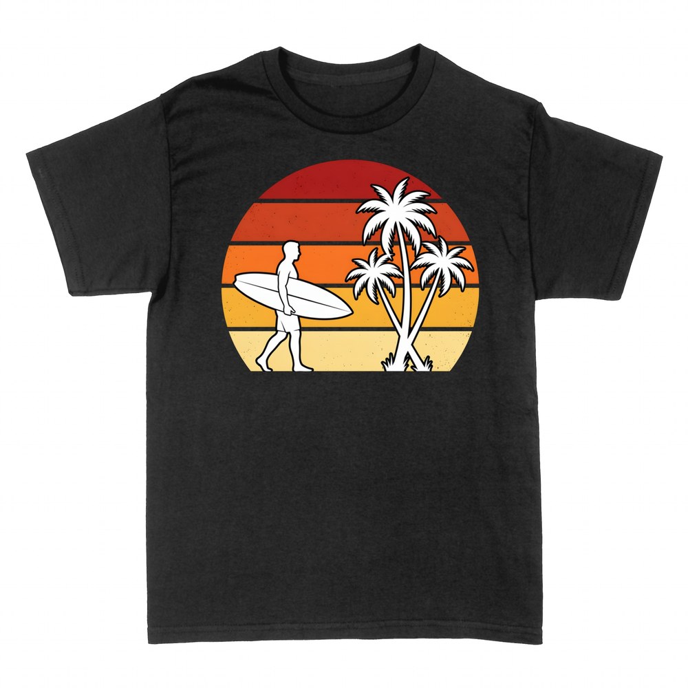 T-shirts: Surfer mit Board und Palmen im