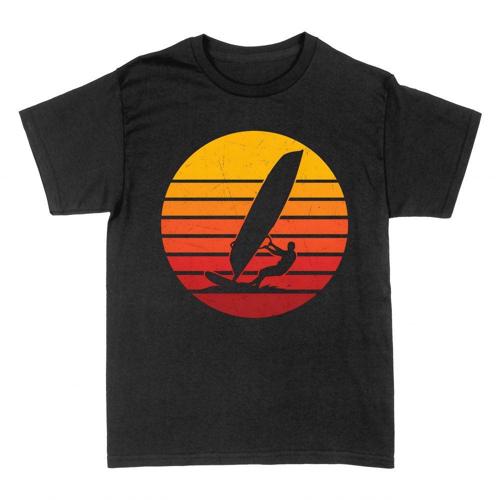 T-shirts: Windsurfer Silhouette Retro Sonnenuntergang