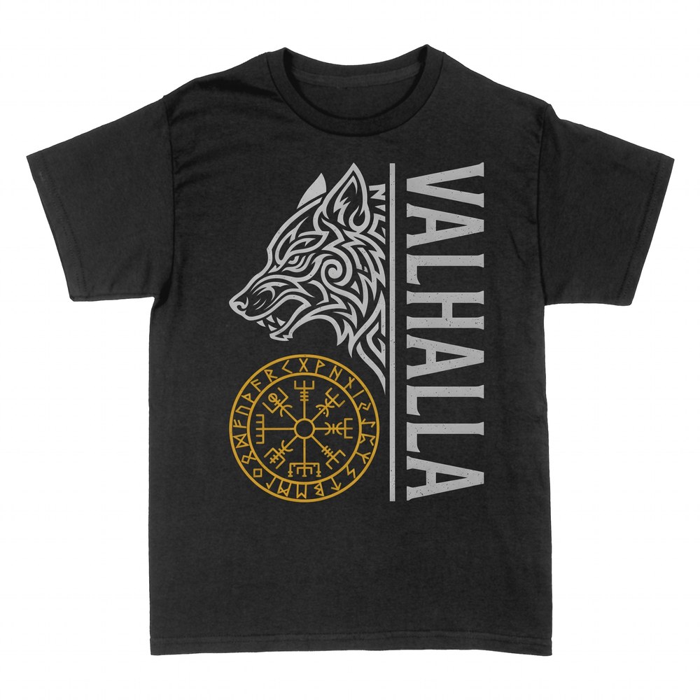 T-shirts: Valhalla mit nordischem Wolf und Wikingerkompass