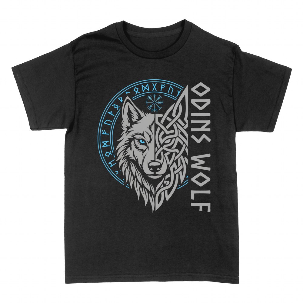 T-shirts: Odins Wolf mit nordischen Runen und Vegvisir