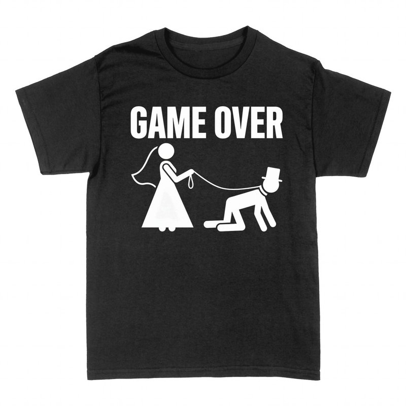 T-shirts: Game Over Braut f&uuml;hrt Br&auml;utigam an der Leine