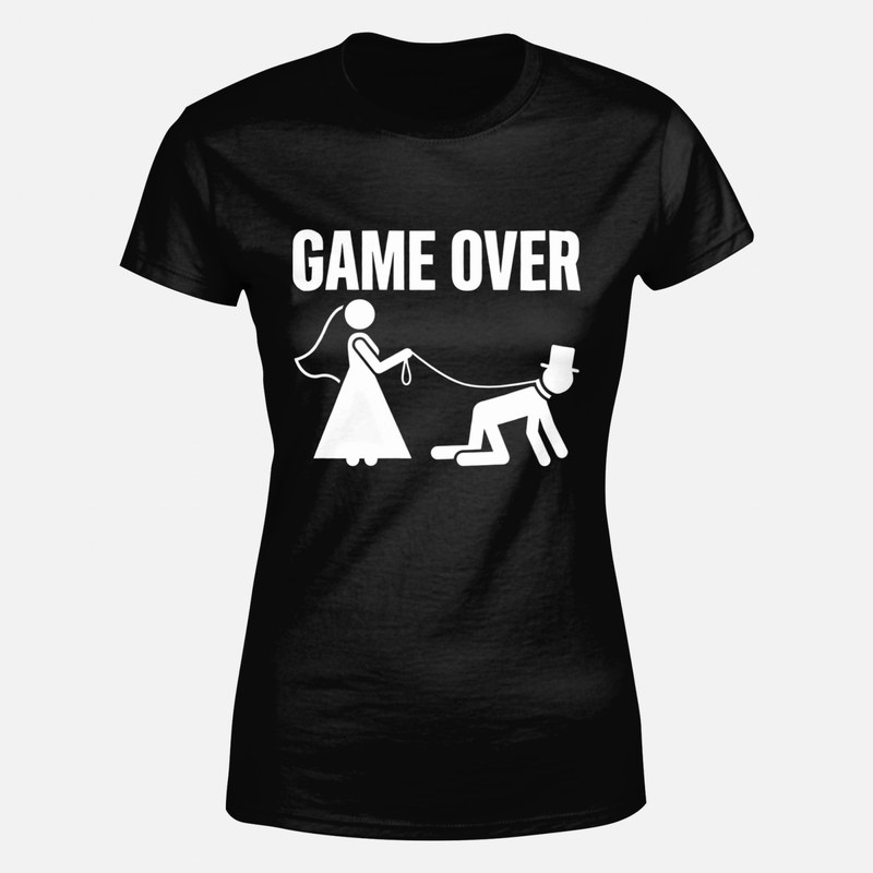 T-shirts: Game Over Braut f&uuml;hrt Br&auml;utigam an der Leine