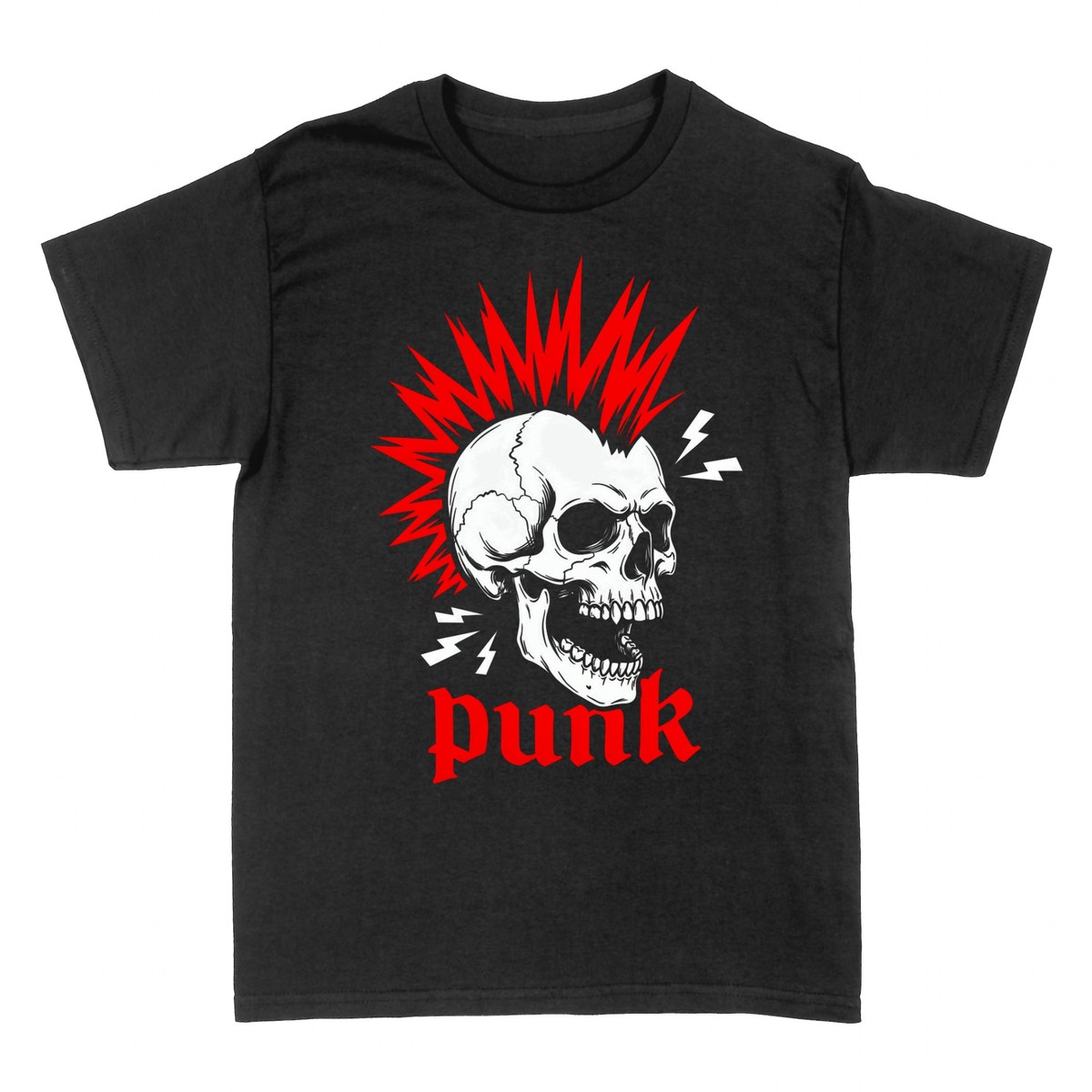 T-shirts: Punk-Totenkopf mit Irokesenschnitt