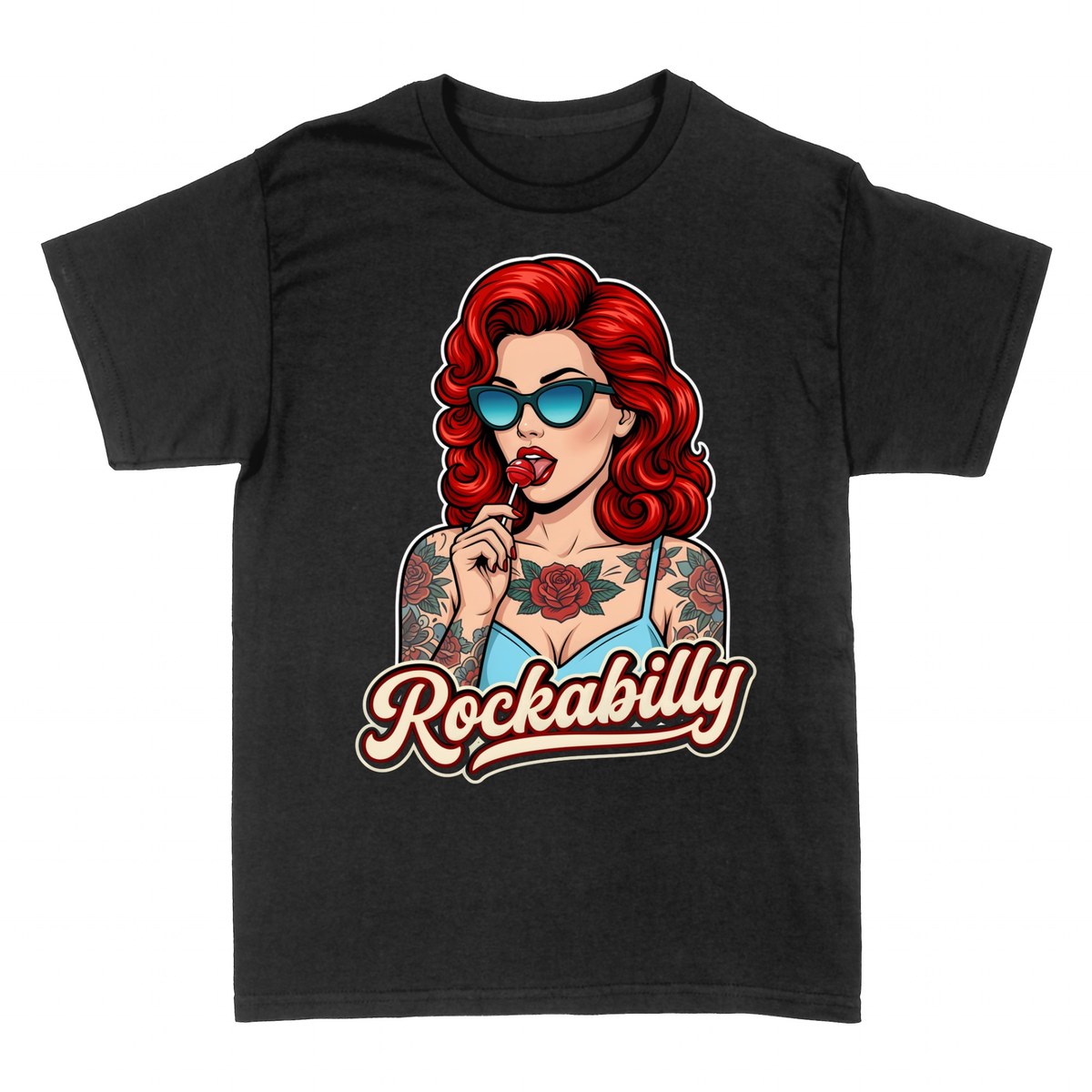 T-shirts: Rockabilly Pin-up mit Roten Locken