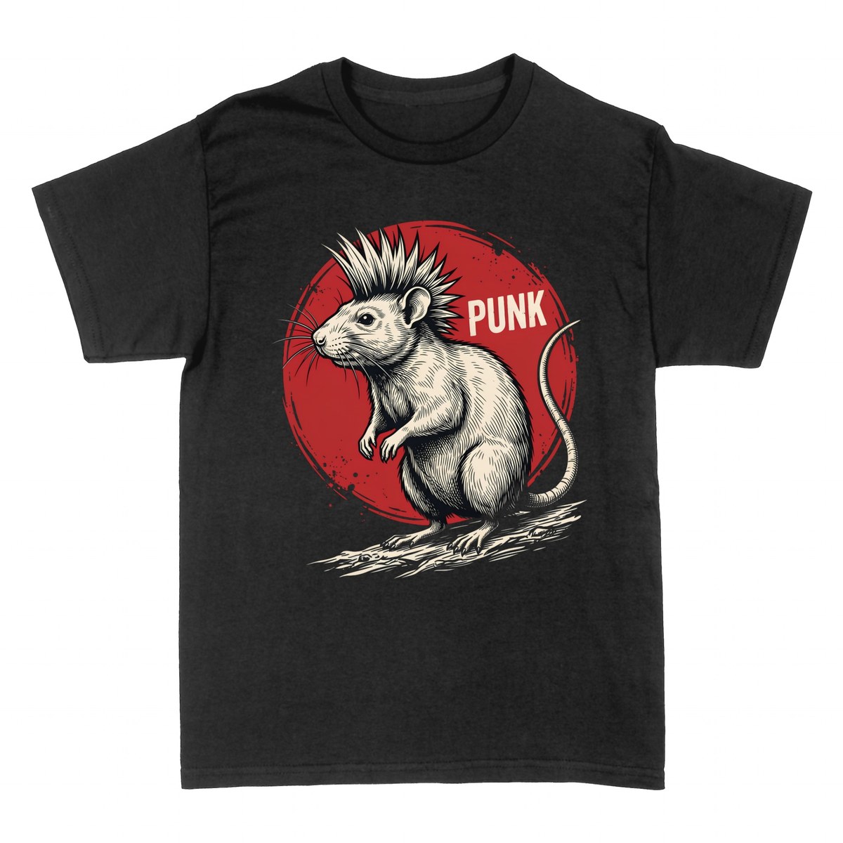 T-shirts: Punk-Ratte mit Mohawk-Frisur