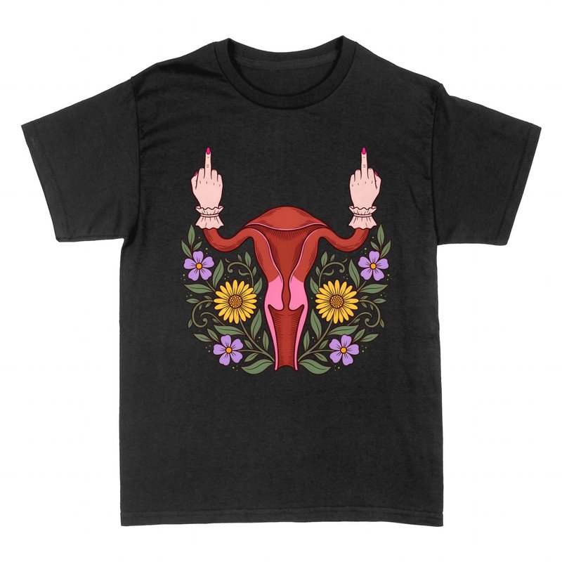T-shirts: Blumiger Uterus Mittelfinger