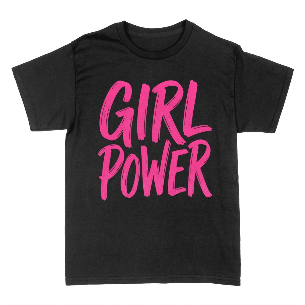 T-shirts: Girl Power rosa Pinselschrift