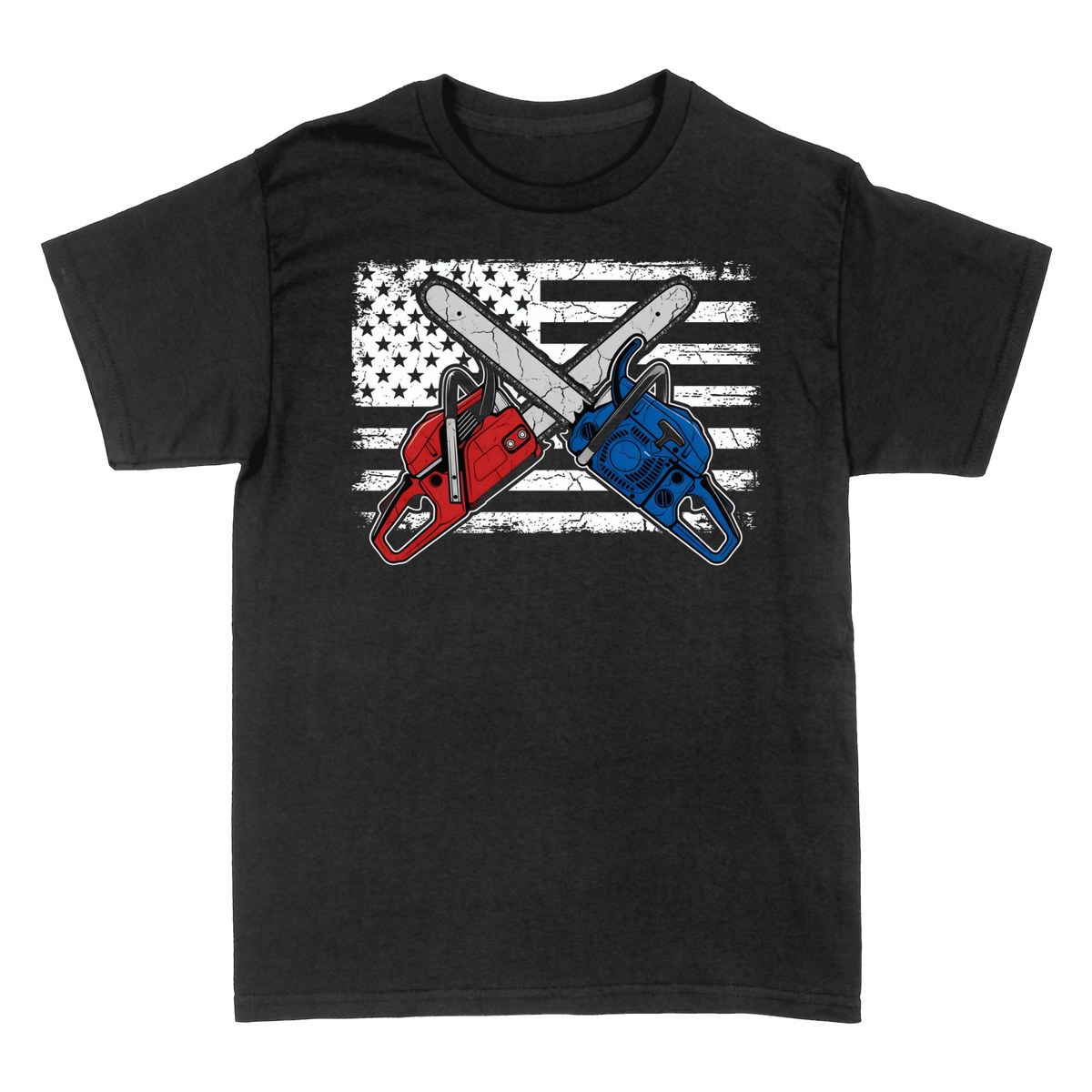 T-shirts: Gekreuzte Kettens&auml;gen USA-Flagge