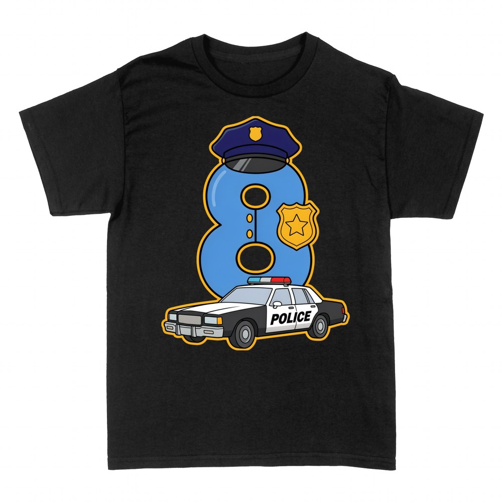 T-shirts: Zahl 8 Polizist Streifenwagen Geburtstag