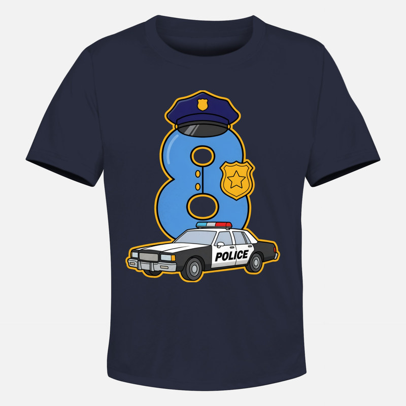 T-shirts: Zahl 8 Polizist Streifenwagen Geburtstag
