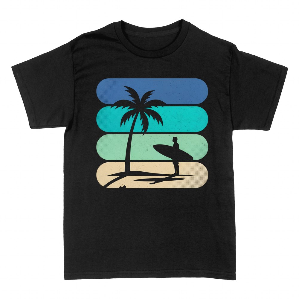 T-shirts: Surfer Silhouette Tropische Palme
