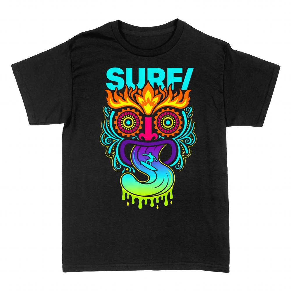 T-shirts: Psychedelische Tribal Surf Maske