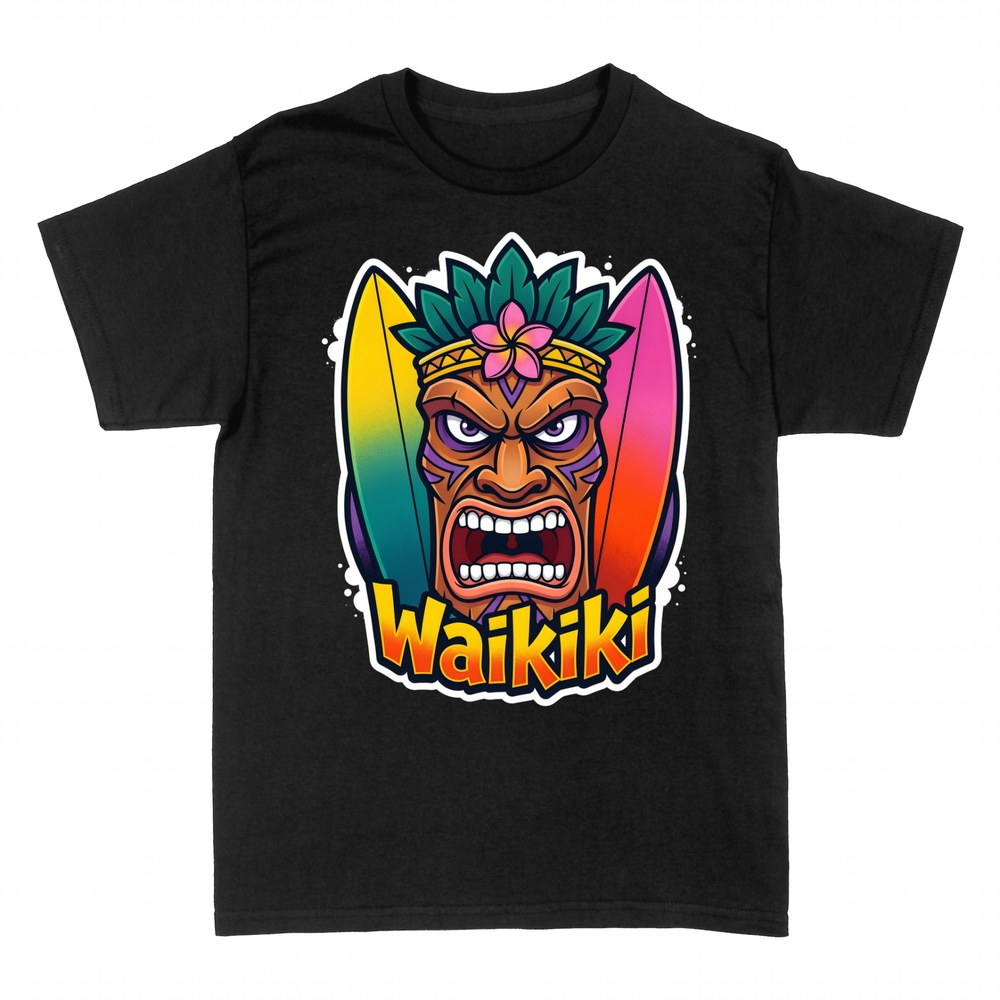 T-shirts: Waikiki Tiki Surf Regenbogen-Boards